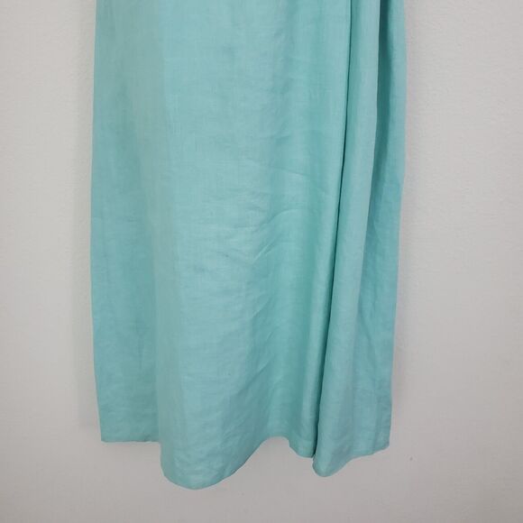 Willi Smith Dress 8 Green Linen Midi Faux Wrap Cottagecore Romantic Feminine - Picture 3 of 8
